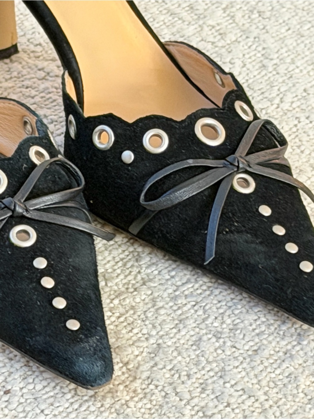 TONY BIANCO Black Suede Pointed Toe Mule Heels - Picture 4 of 10